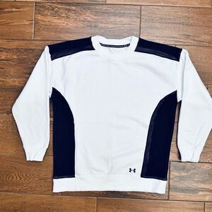 UA Women's Volleyball Sweatshirt Relaxed Mesh Insert Under Armour White Black M